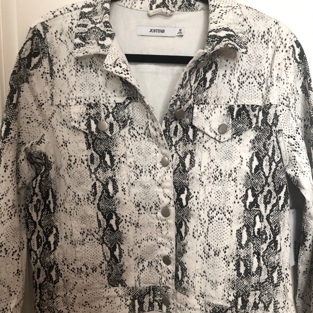 New With Tags! Snakeskin print Jean jacket.